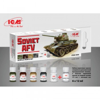 ICM Acrylic Paint Set for Soviet AFV WWII (6*12ml) 3007